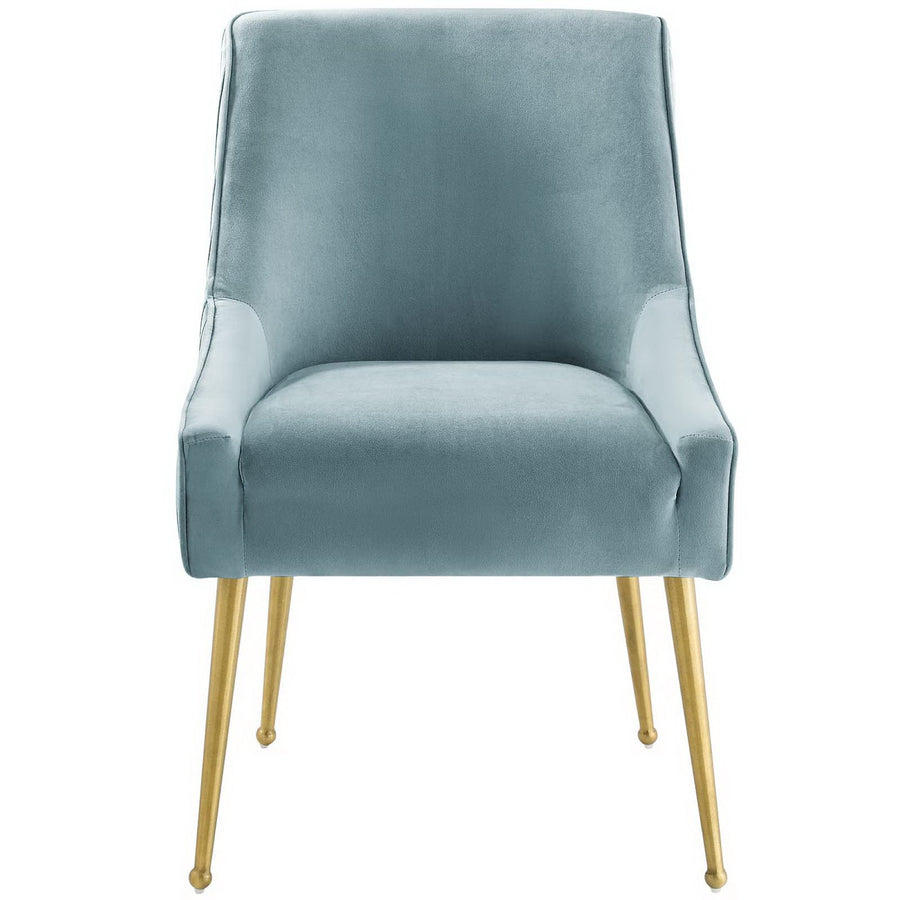 Pierce Pleated Back Upholstered Performance Velvet Dining Chair in Light Blue