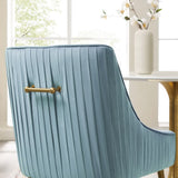 Pierce Pleated Back Upholstered Performance Velvet Dining Chair in Light Blue