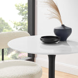 Lumen 28" Round Wood Dining Table in Black White