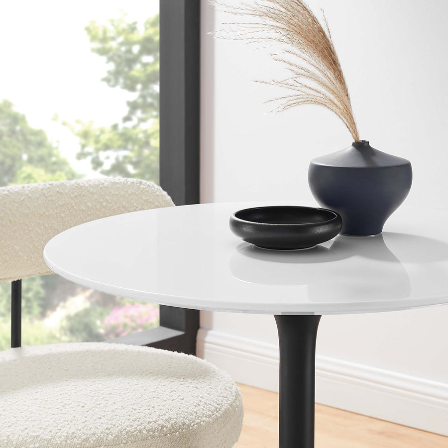 Lumen 28" Round Wood Dining Table in Black White