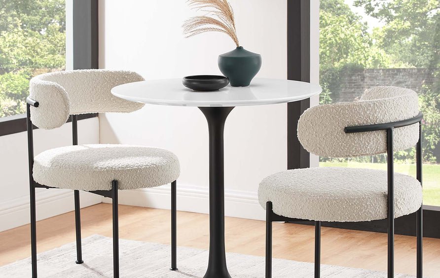 Lumen 28" Round Wood Dining Table in Black White