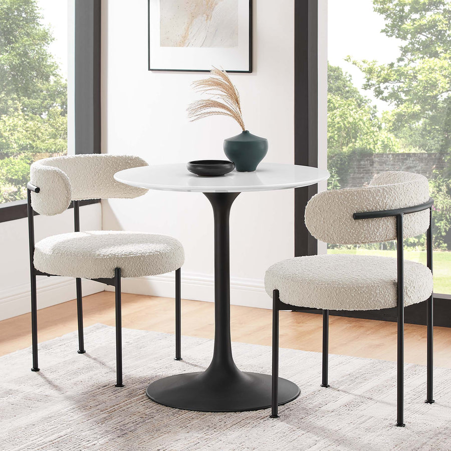 Lumen 28" Round Wood Dining Table in Black White