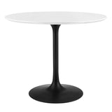 Lumen 36" Round Wood Dining Table in Black White
