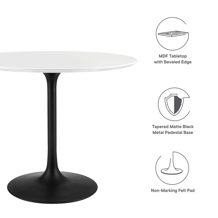 Lumen 36" Round Wood Dining Table in Black White
