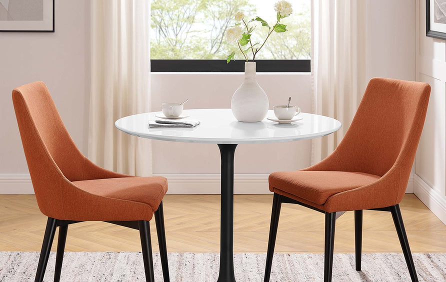 Lumen 36" Round Wood Dining Table in Black White
