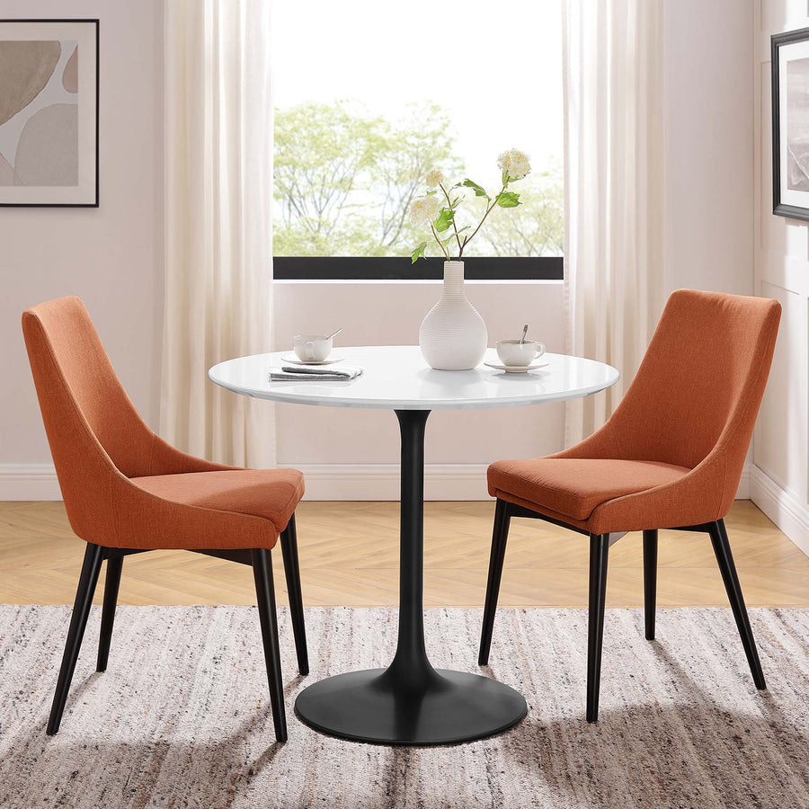 Lumen 36" Round Wood Dining Table in Black White