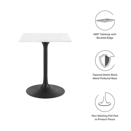 Lippa 24" Square Wood Dining Table in Black White