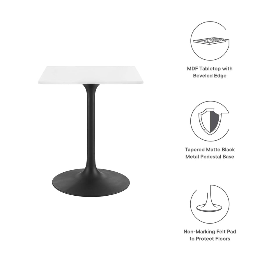 Lumen 24" Square Wood Dining Table in Black White