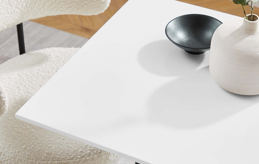 Lumen 24" Square Wood Dining Table in Black White