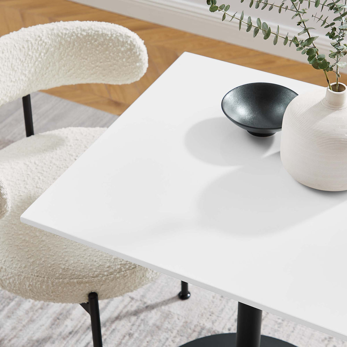 Lippa 24" Square Wood Dining Table in Black White