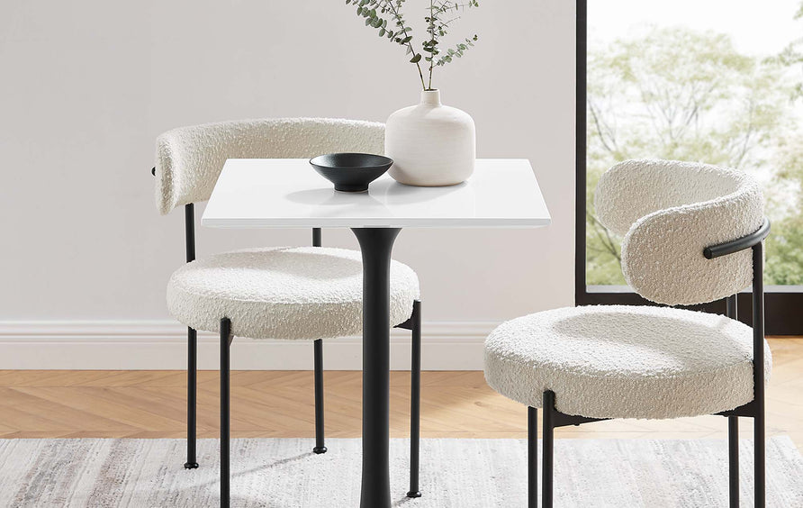 Lumen 24" Square Wood Dining Table in Black White