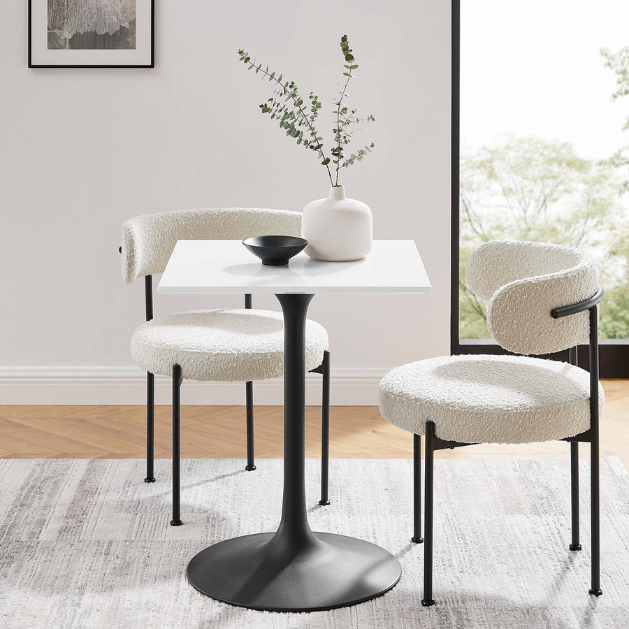 Lumen 24" Square Wood Dining Table in Black White