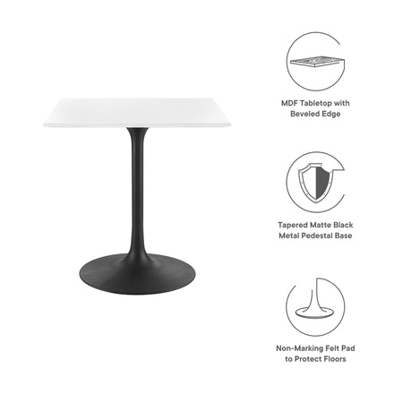 Lippa 28" Square Wood Dining Table in Black White
