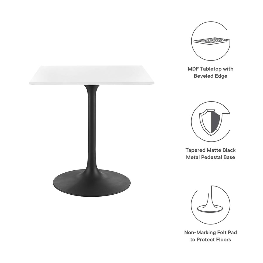 Lumen 28" Square Wood Dining Table in Black White