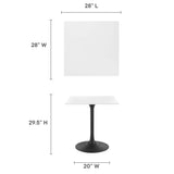 Lumen 28" Square Wood Dining Table in Black White