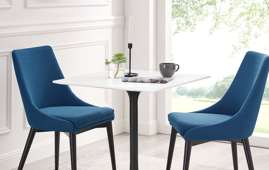 Lumen 28" Square Wood Dining Table in Black White
