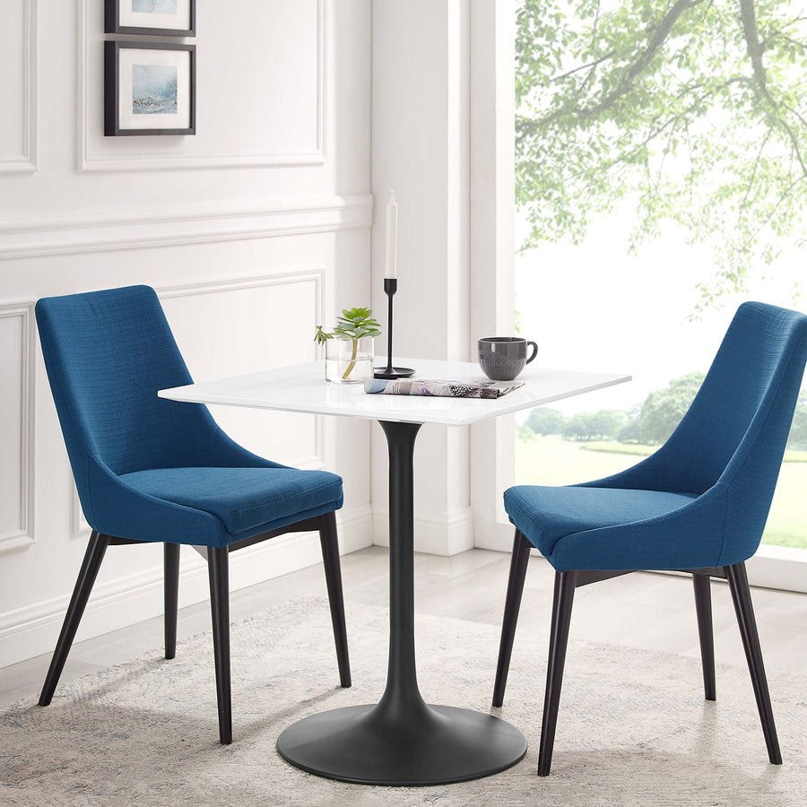 Lumen 28" Square Wood Dining Table in Black White
