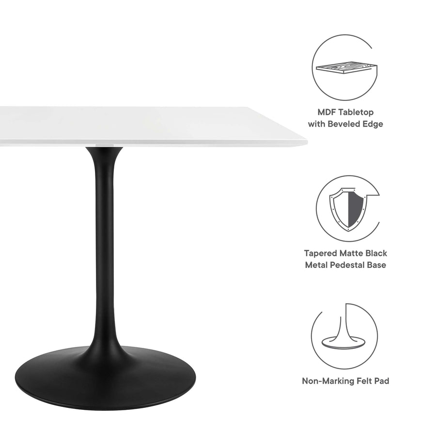 Lumen 36" Square Wood Dining Table in Black White