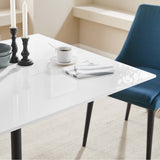Lumen 36" Square Wood Dining Table in Black White