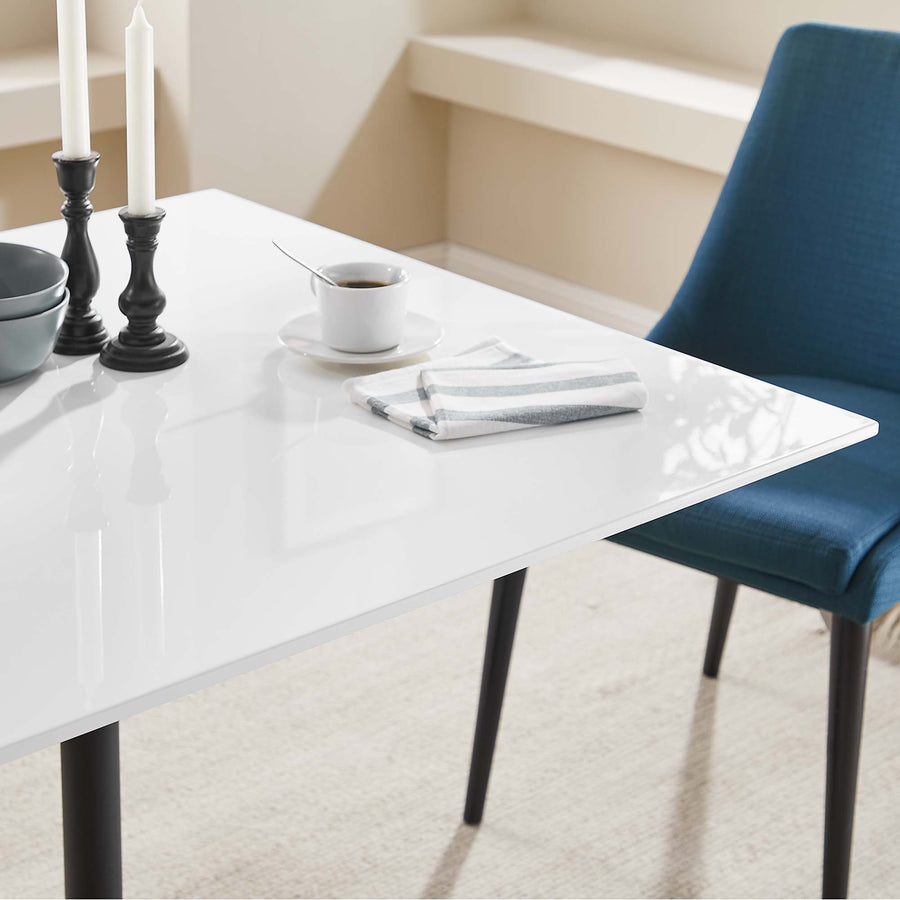 Lumen 36" Square Wood Dining Table in Black White