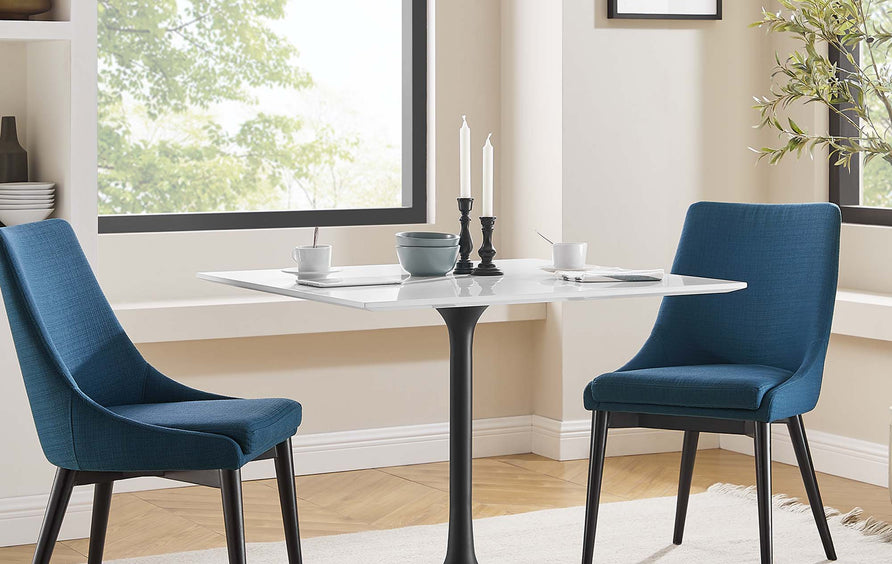 Lumen 36" Square Wood Dining Table in Black White