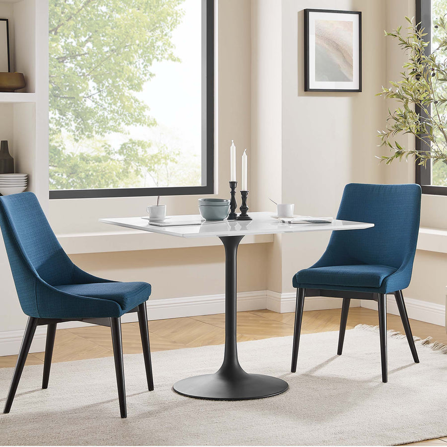 Lumen 36" Square Wood Dining Table in Black White