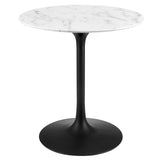 Lumen 28" Round Faux Marble Dining Table in Black White