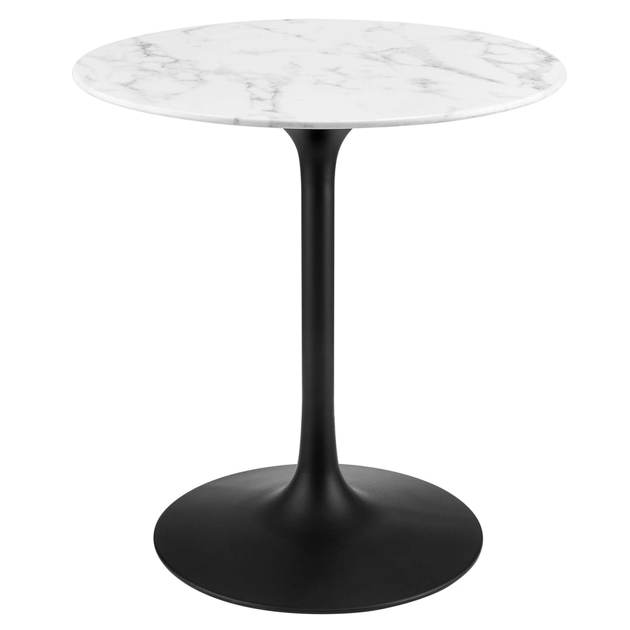 Lumen 28" Round Faux Marble Dining Table in Black White