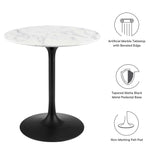 Lumen 28" Round Faux Marble Dining Table in Black White