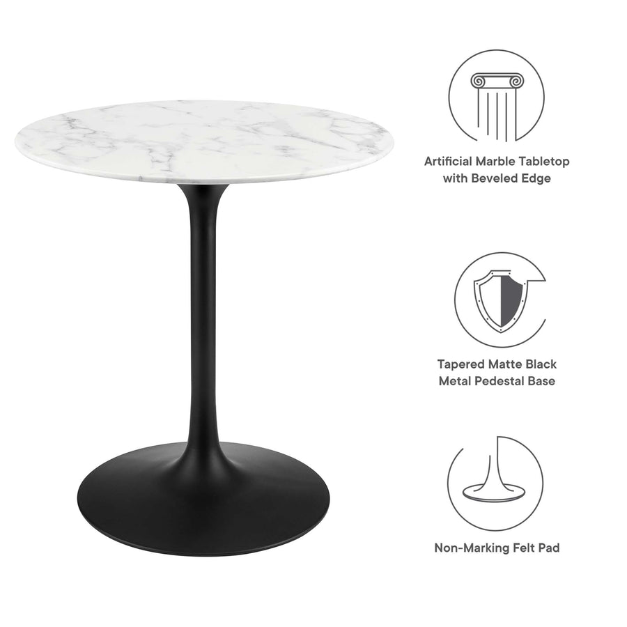 Lumen 28" Round Faux Marble Dining Table in Black White