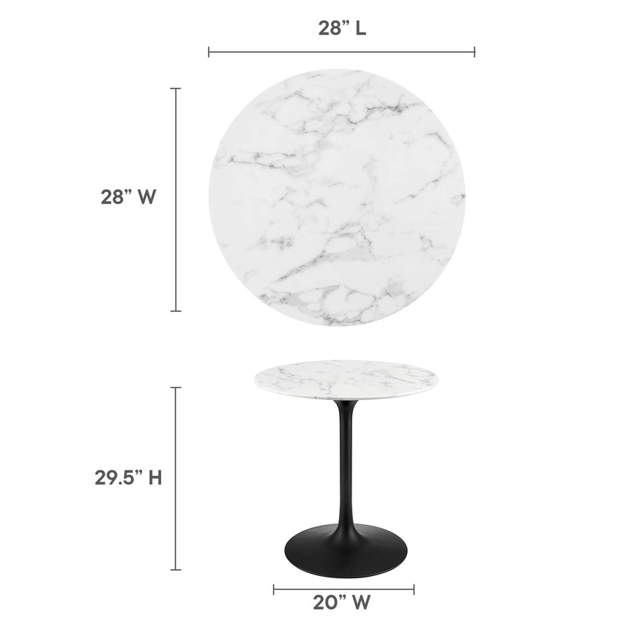 Lumen 28" Round Faux Marble Dining Table in Black White