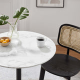 Lumen 28" Round Faux Marble Dining Table in Black White