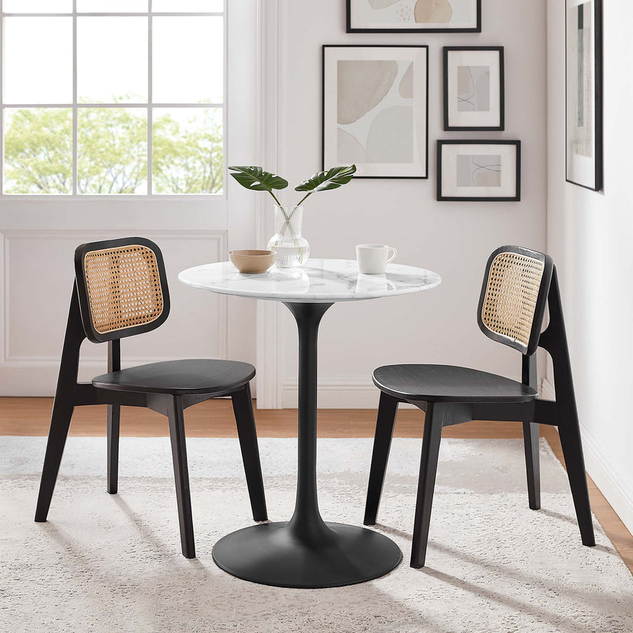 Lumen 28" Round Faux Marble Dining Table in Black White