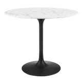 Lumen 36" Round Faux Marble Dining Table in Black White