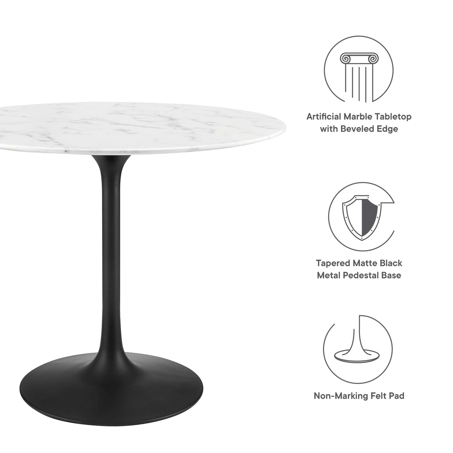 Lippa 36" Round Faux Marble Dining Table by Furniture For America