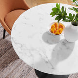Lumen 36" Round Faux Marble Dining Table in Black White