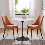 Lumen 36" Round Faux Marble Dining Table in Black White