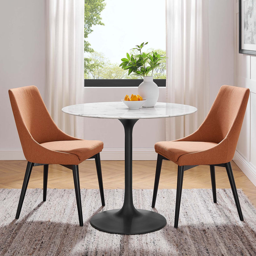 Lumen 36" Round Faux Marble Dining Table in Black White