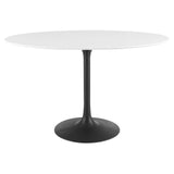 Lumen 48" Oval Wood Dining Table in Black White
