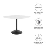 Lumen 48" Oval Wood Dining Table in Black White