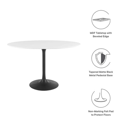 Lippa 48" Oval Wood Dining Table in Black White