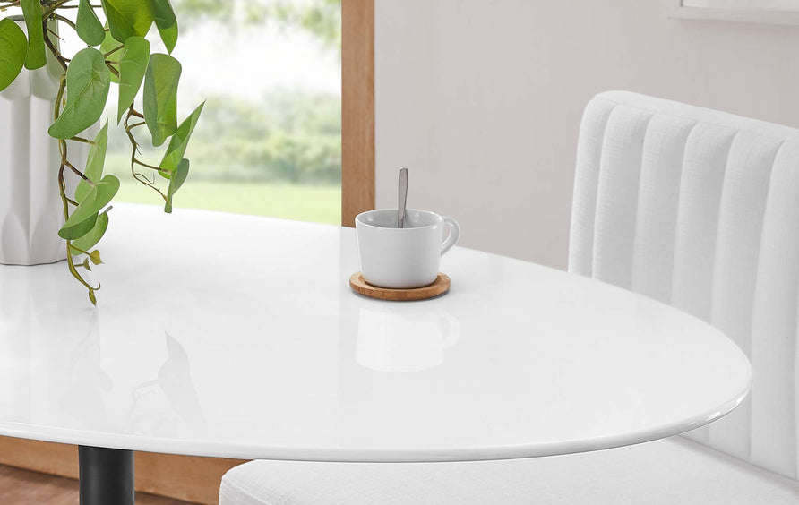 Lumen 48" Oval Wood Dining Table in Black White