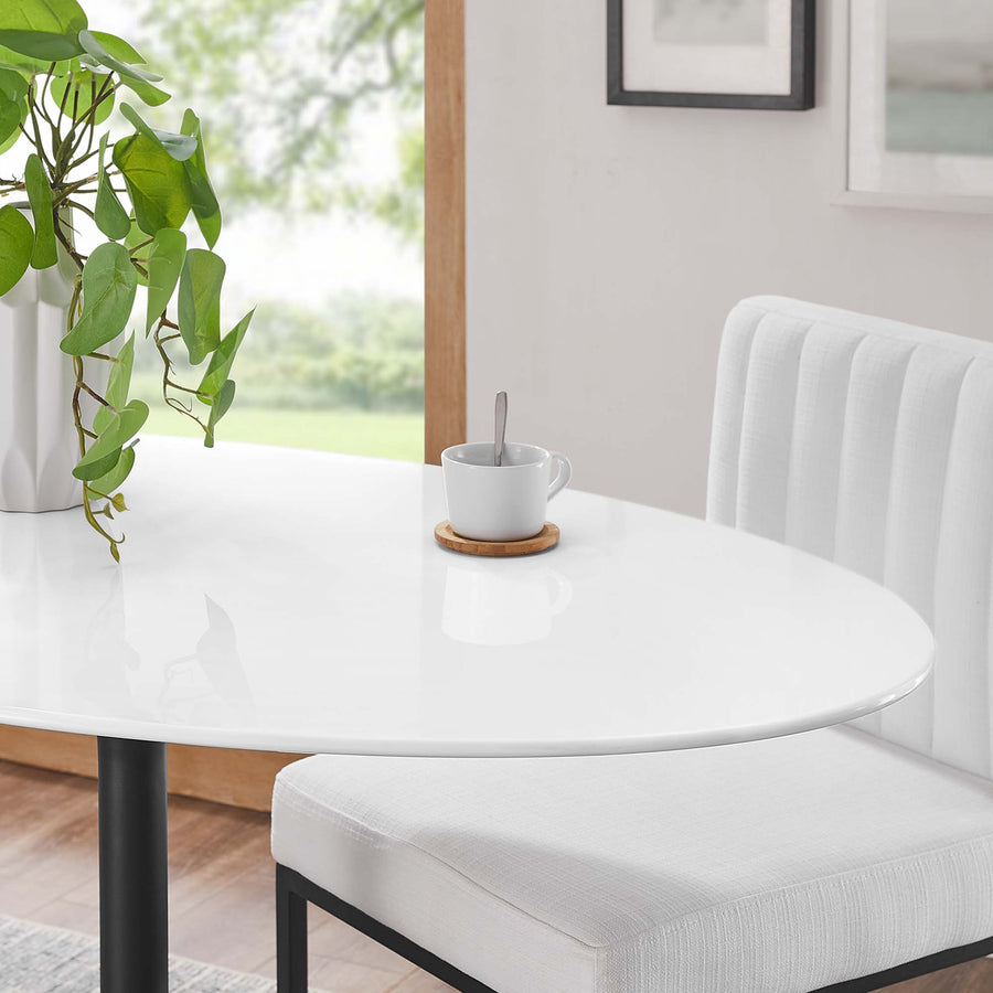 Lumen 48" Oval Wood Dining Table in Black White