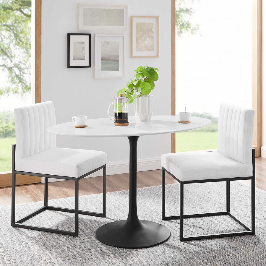 Lumen 48" Oval Wood Dining Table in Black White
