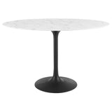 Lumen 48" Oval Faux Marble Dining Table in Black White