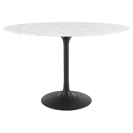 Lippa 48" Oval Faux Marble Dining Table in Black White