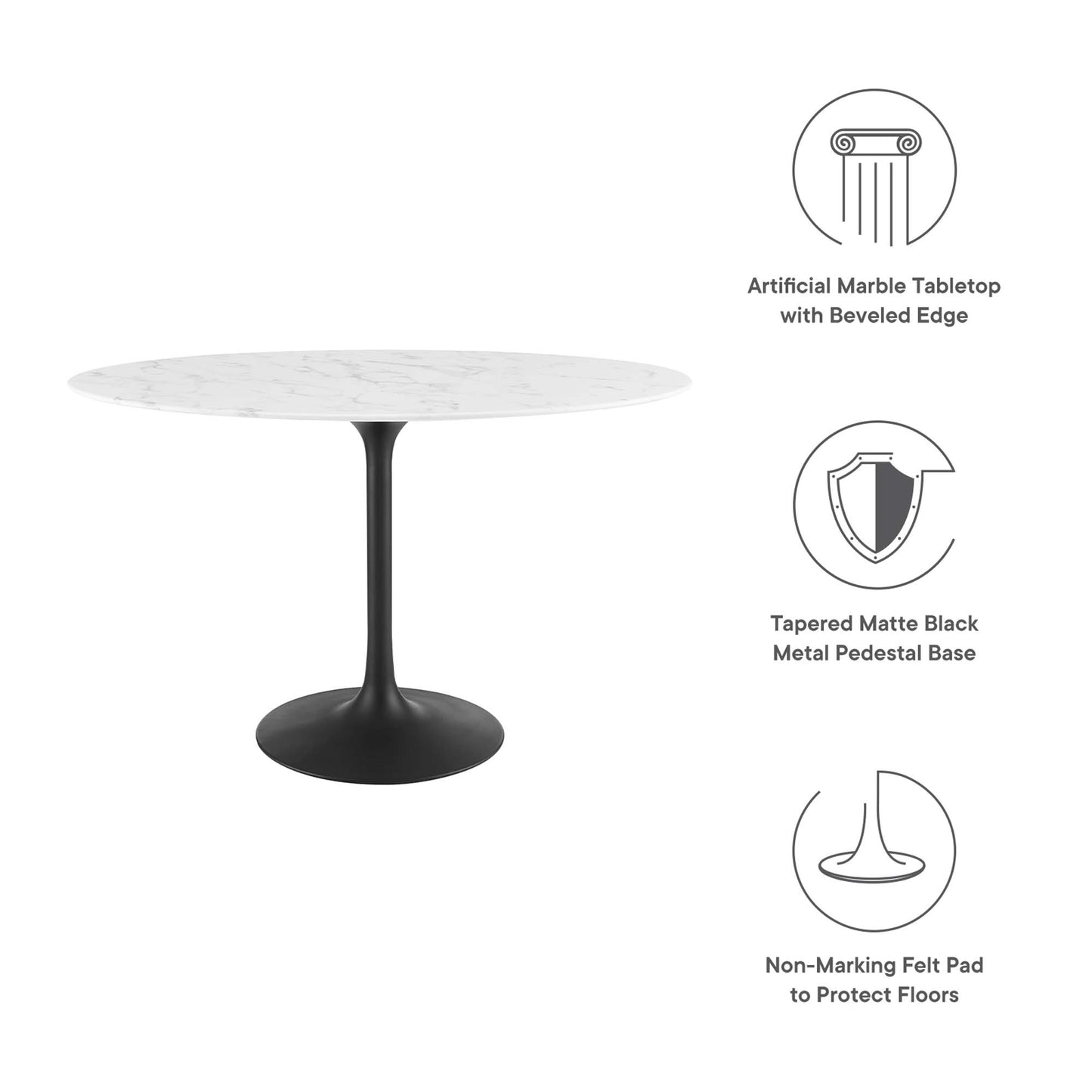 Lippa 48" Oval Faux Marble Dining Table by Furniture For America