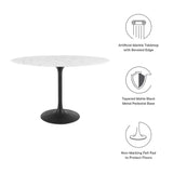Lumen 48" Oval Faux Marble Dining Table in Black White