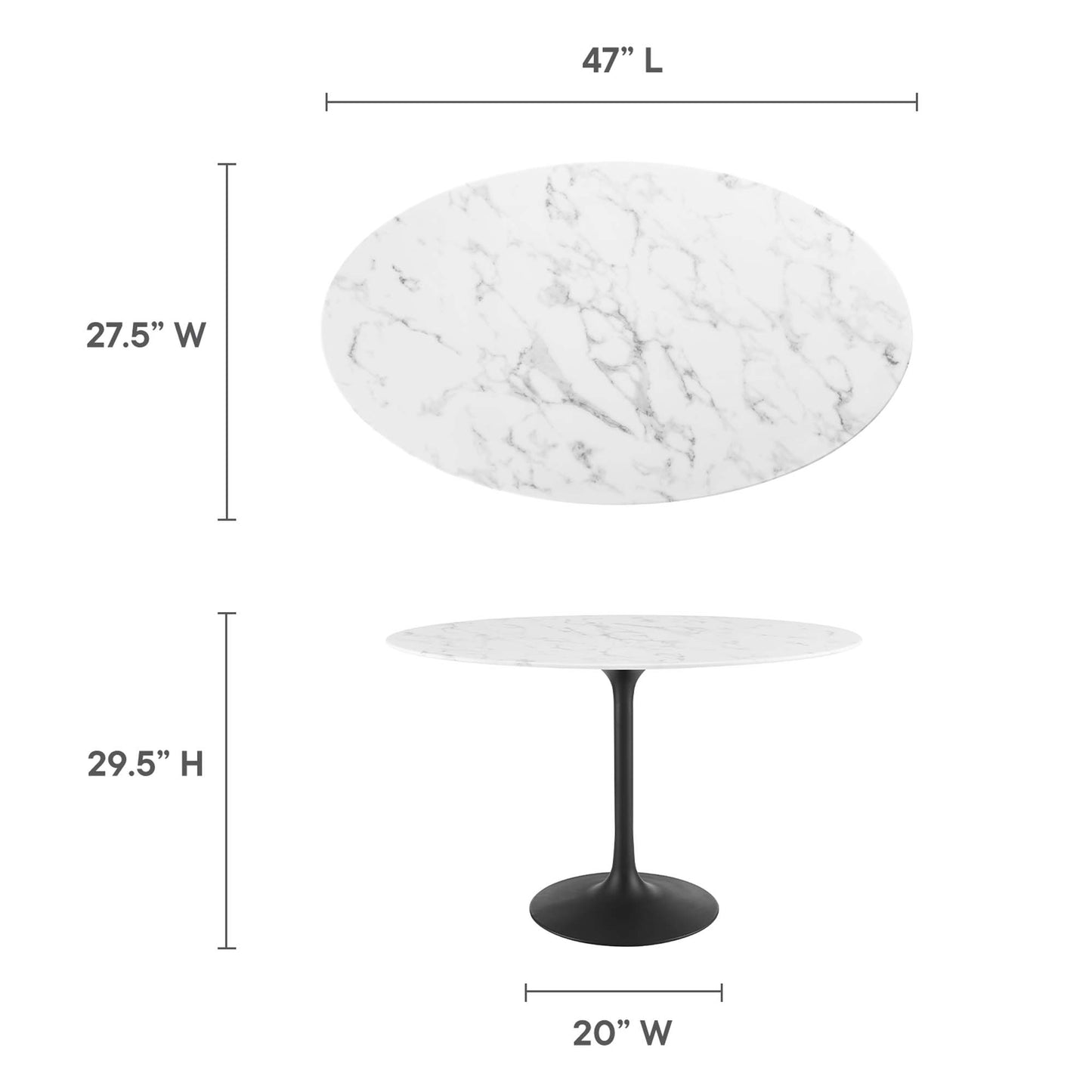 Lippa 48" Oval Faux Marble Dining Table by Furniture For America