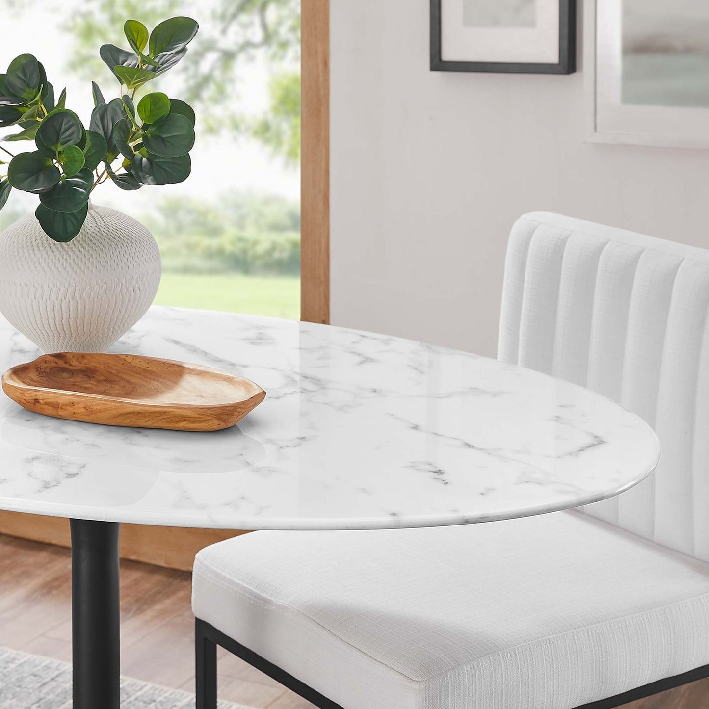 Lippa 48" Oval Faux Marble Dining Table by Furniture For America